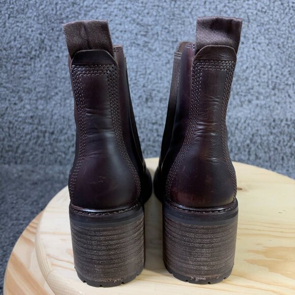 Timberland Sienna High Chelsea Boot Women Size 8 Leather Brown Block Heel Bootie - Picture 4 of 9